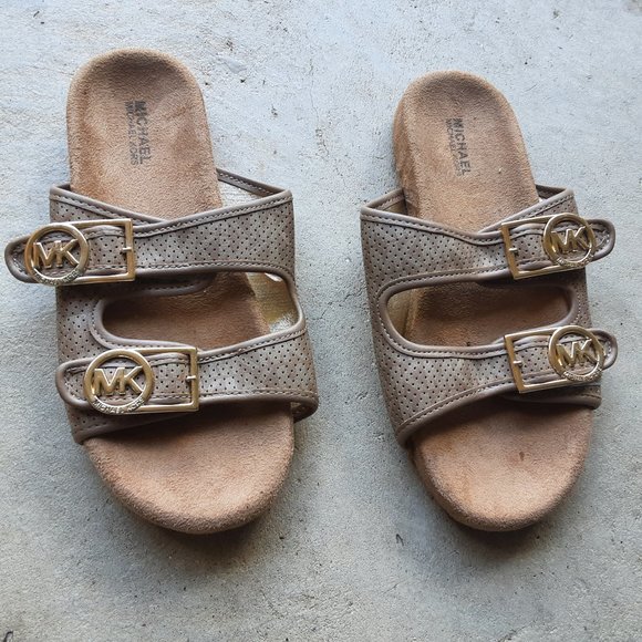 Michael Michael Kors Double Straps w/ Velcro Slide Sandals Size 3 Kids - Picture 1 of 6